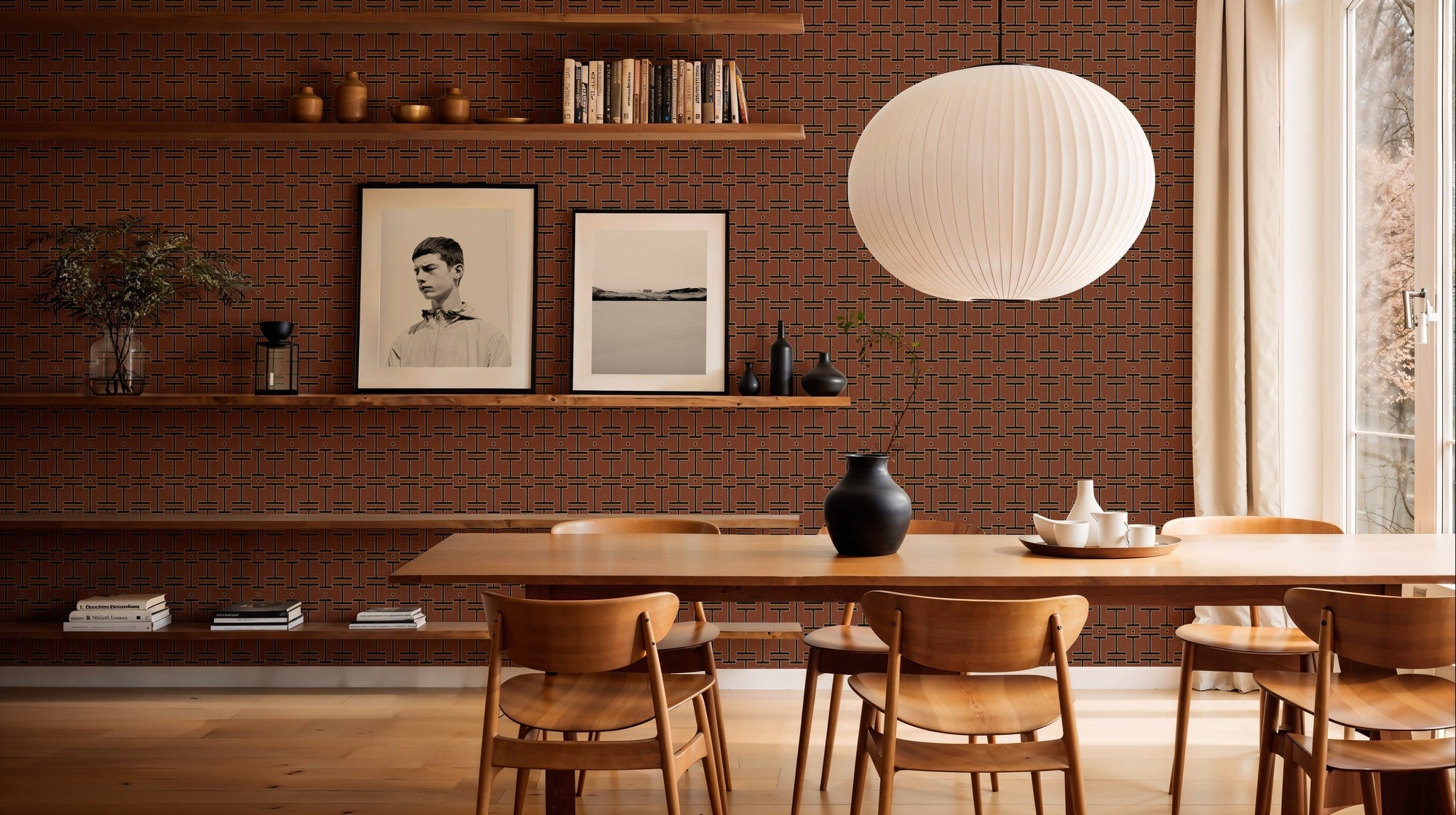 B00557 Grid Clay Lattice Wallpaper by Coordonné
