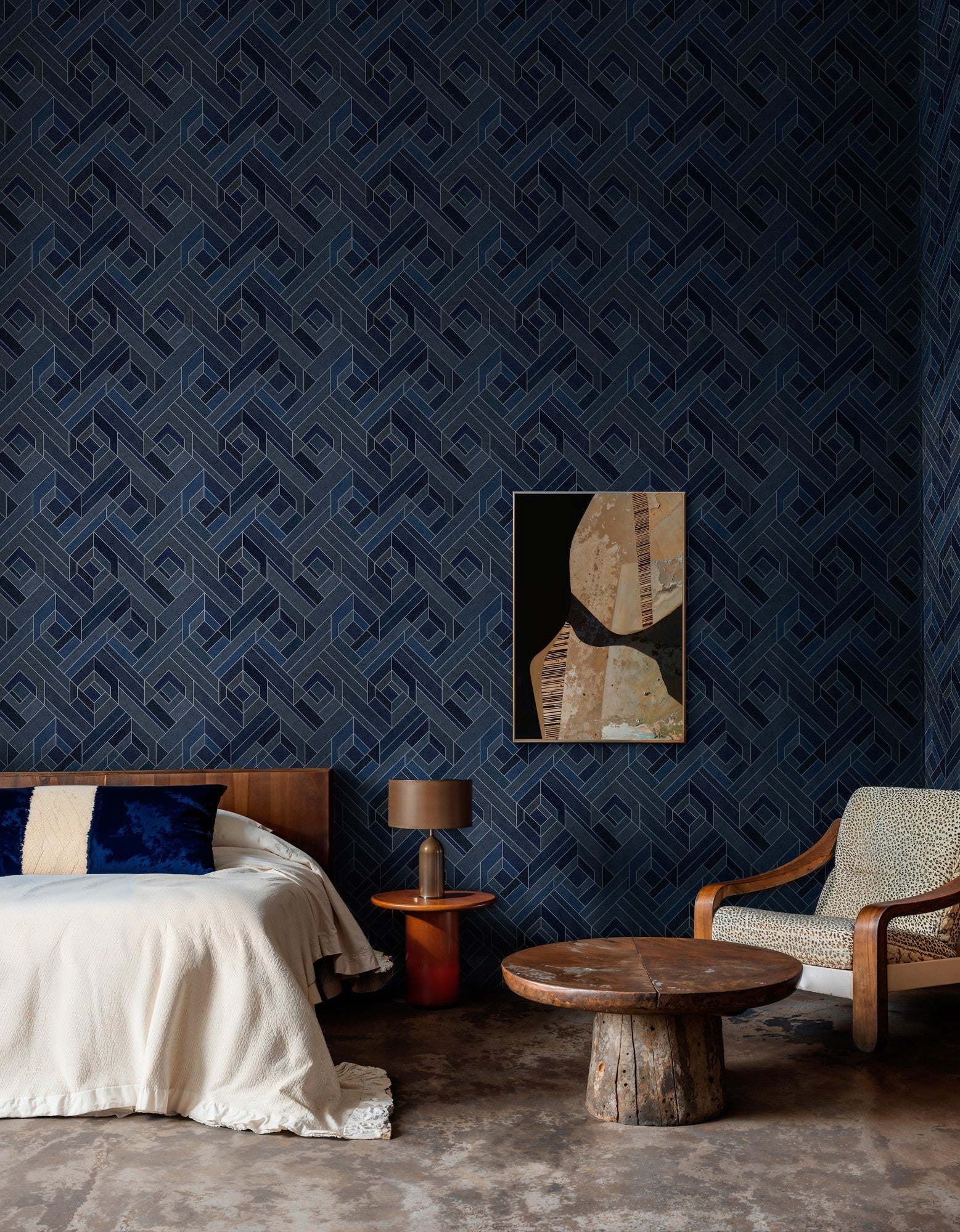 B00560 Hexagonal Ultramarine Lattice Wallpaper by Coordonné
