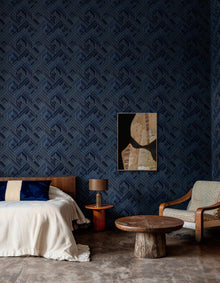 B00560 Hexagonal Ultramarine Lattice Wallpaper by Coordonné