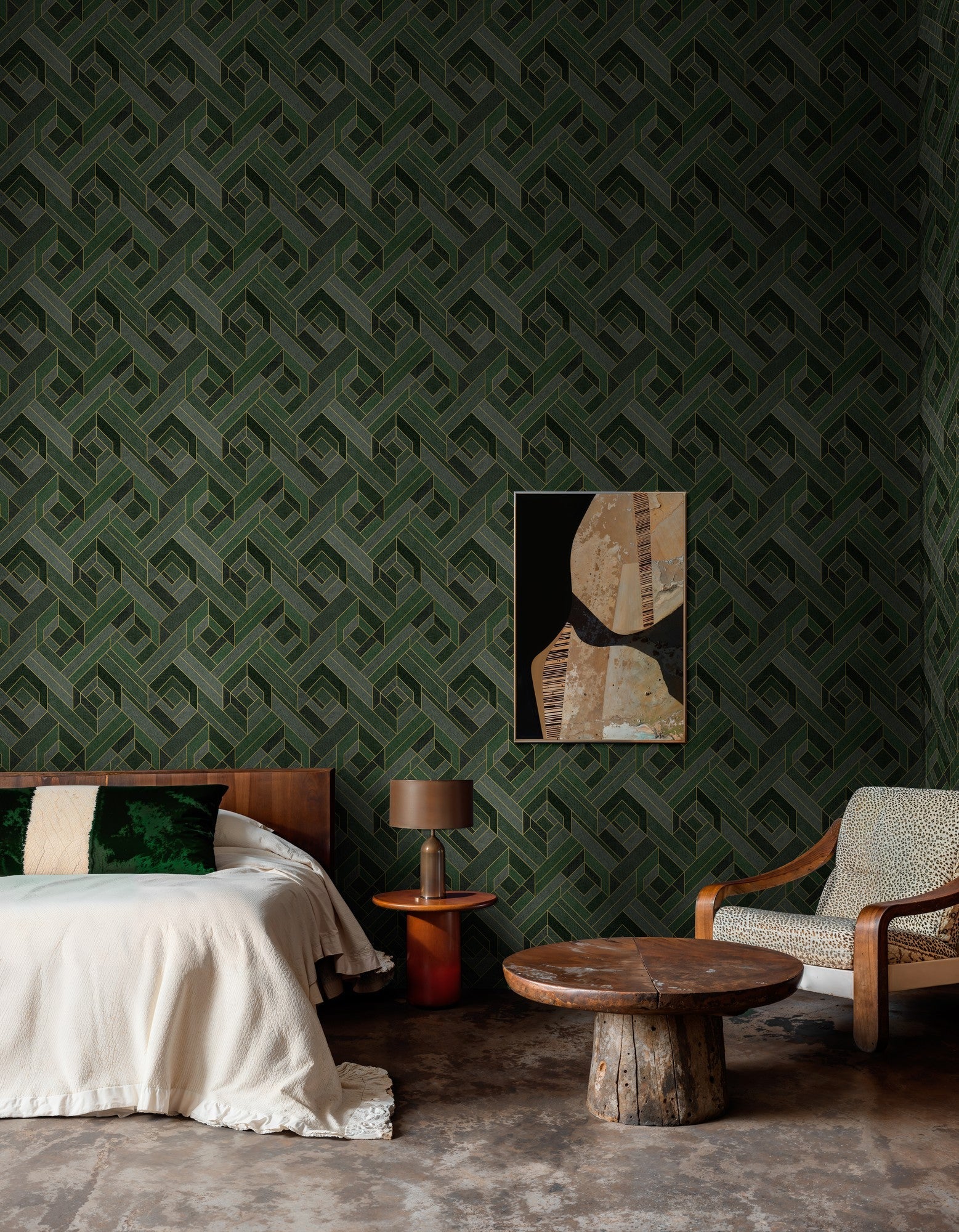 B00562 Hexagonal Emerald Lattice Wallpaper by Coordonné