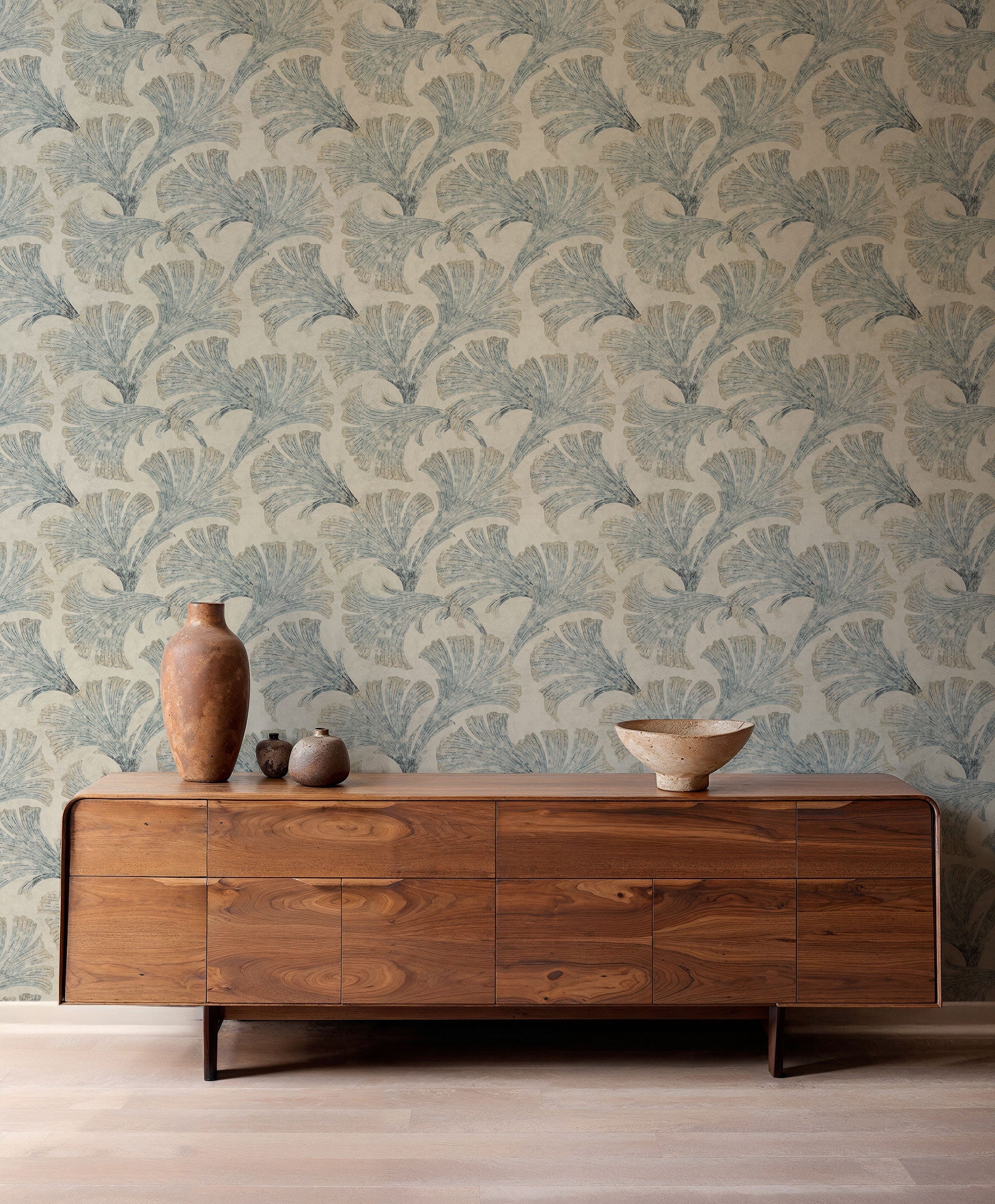 Papyrus Aqua Pompei Wallpaper by Coordonné