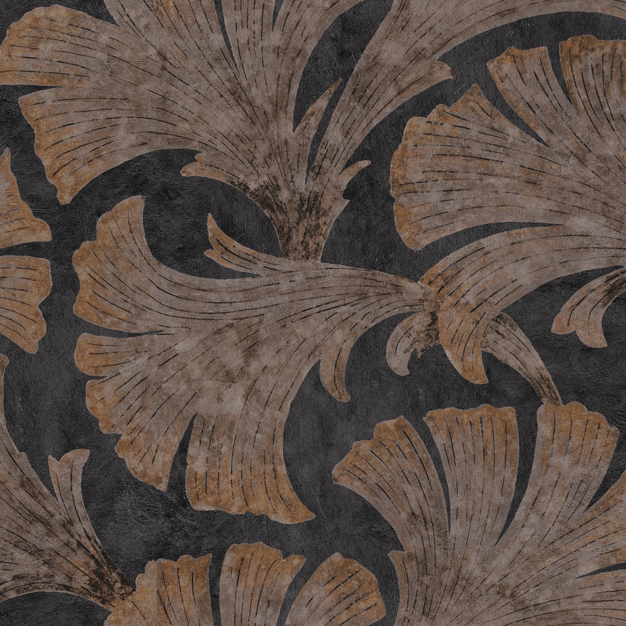 Papyrus Coal Pompei Wallpaper by Coordonné