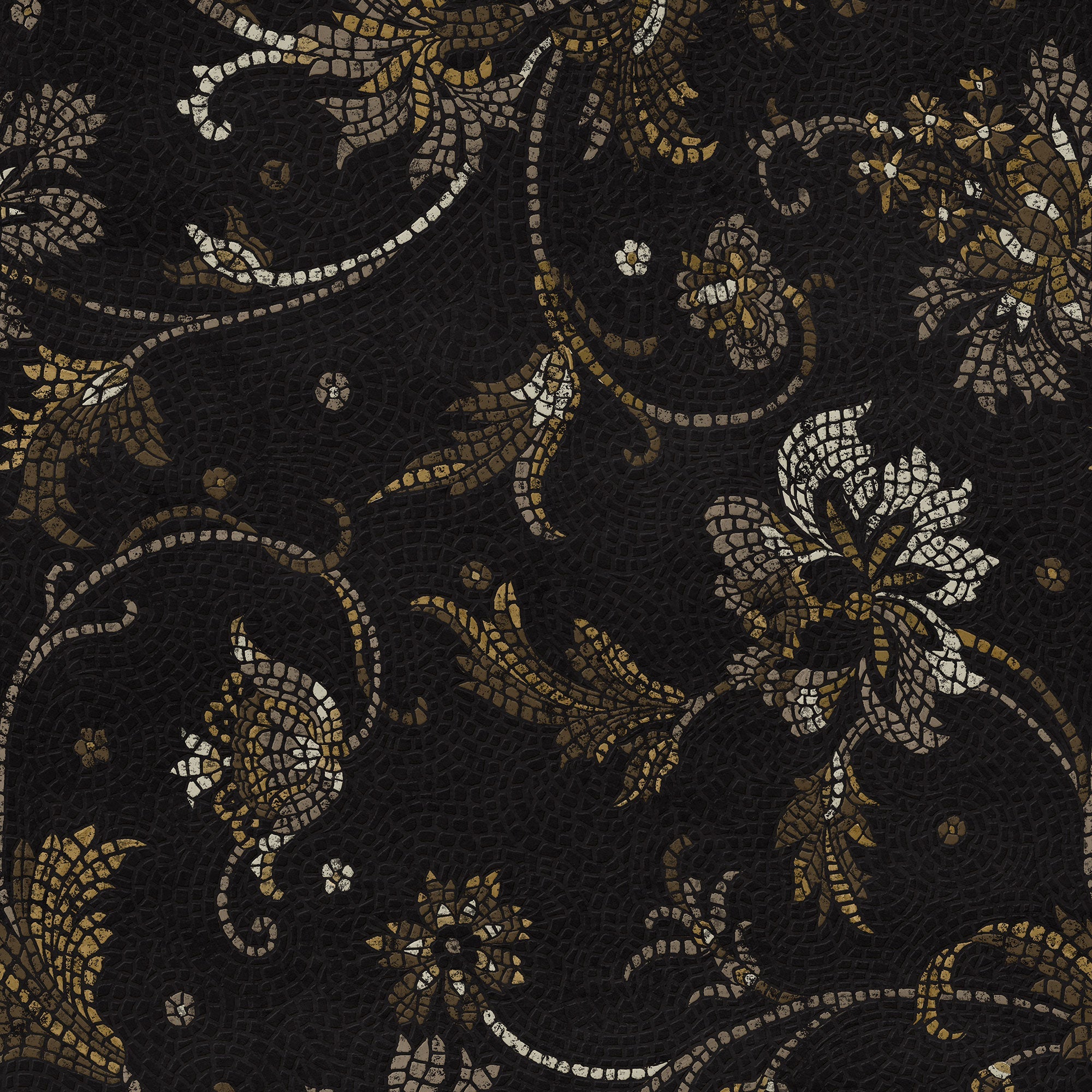 Mosaicum Coal Pompei Wallpaper by Coordonné