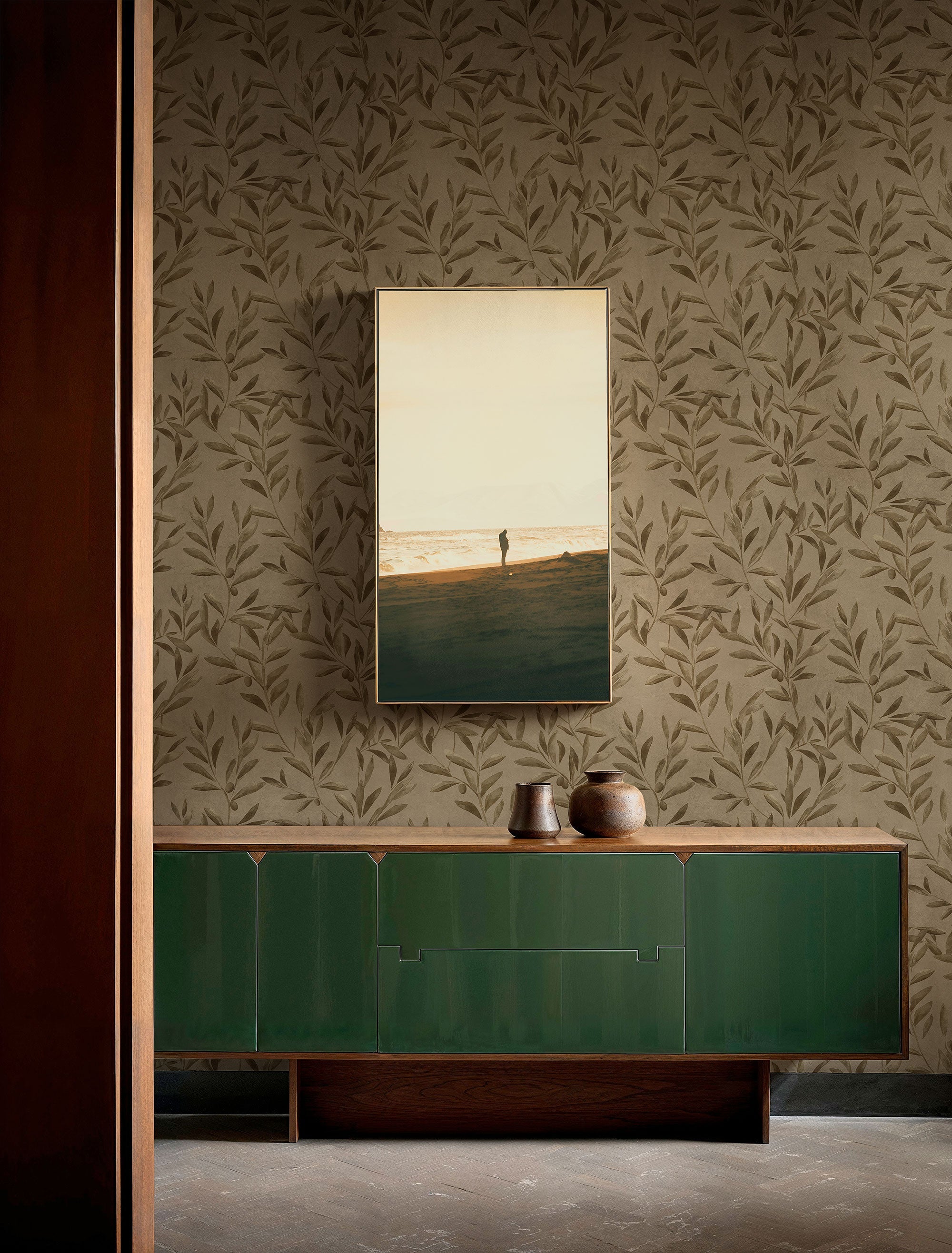 Olivetum Cocoa Pompei Wallpaper by Coordonné