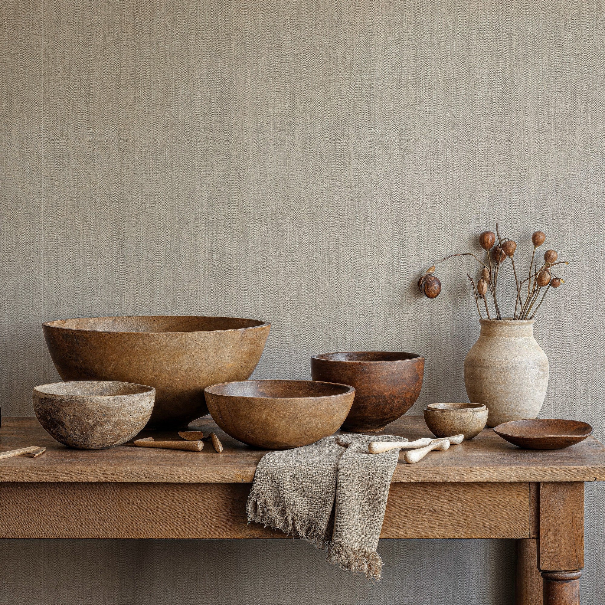 B00724 Cáñamo White/grey Tactus Wallpaper by Coordonné