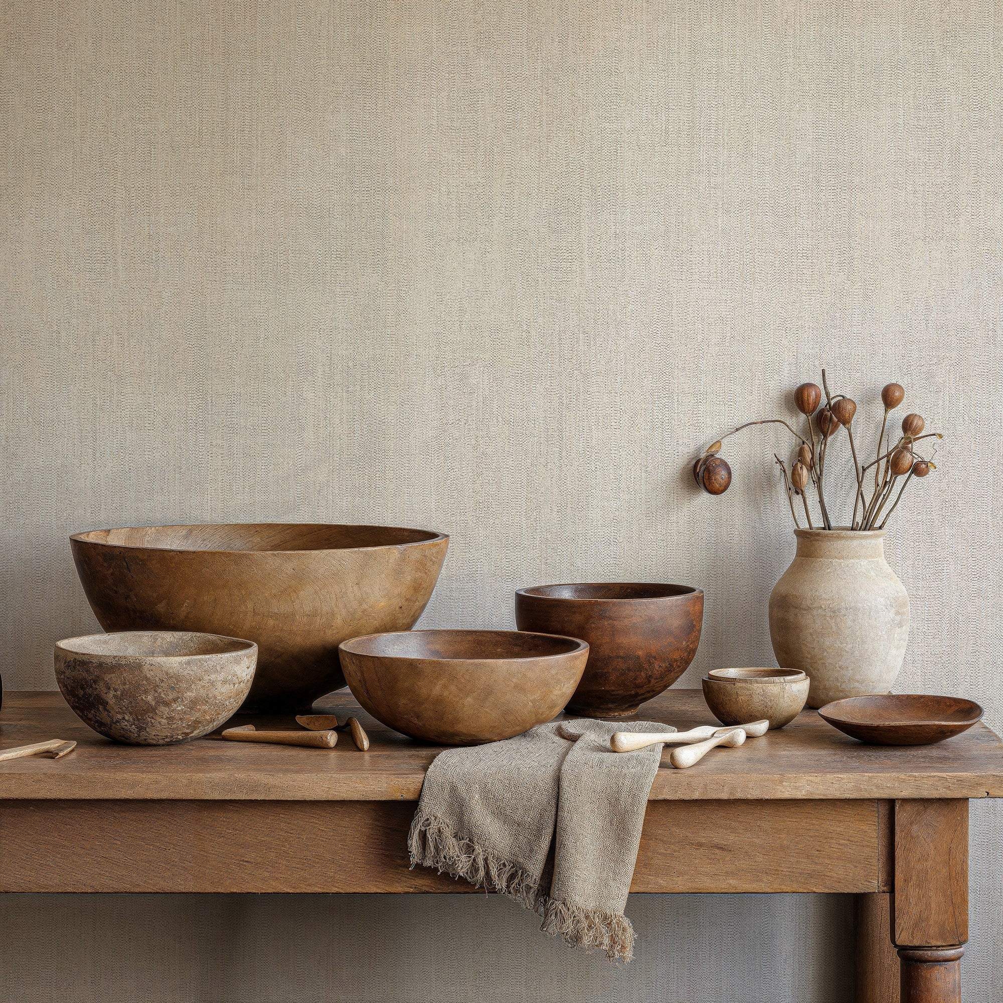 B00725 Cáñamo White/grey Tactus Wallpaper by Coordonné
