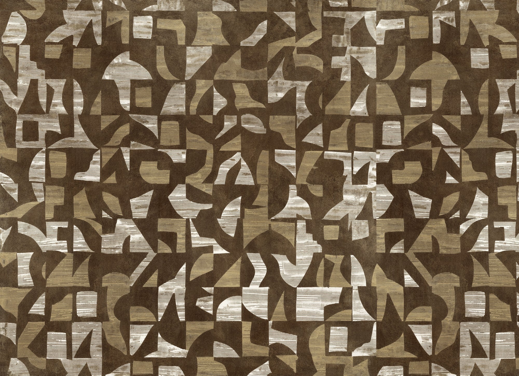 B00807 Woodblock Gold Random Metallics II Mural by Coordonné