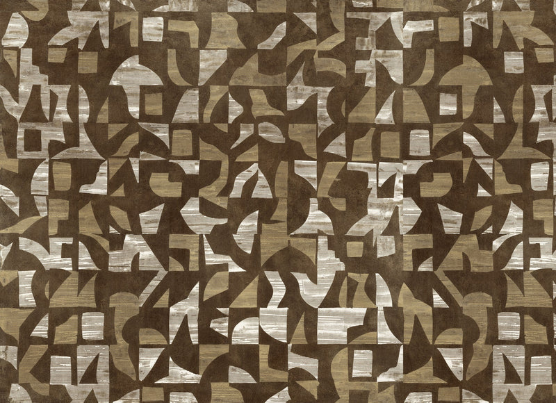 B00807 Woodblock Gold Random Metallics II Mural by Coordonné