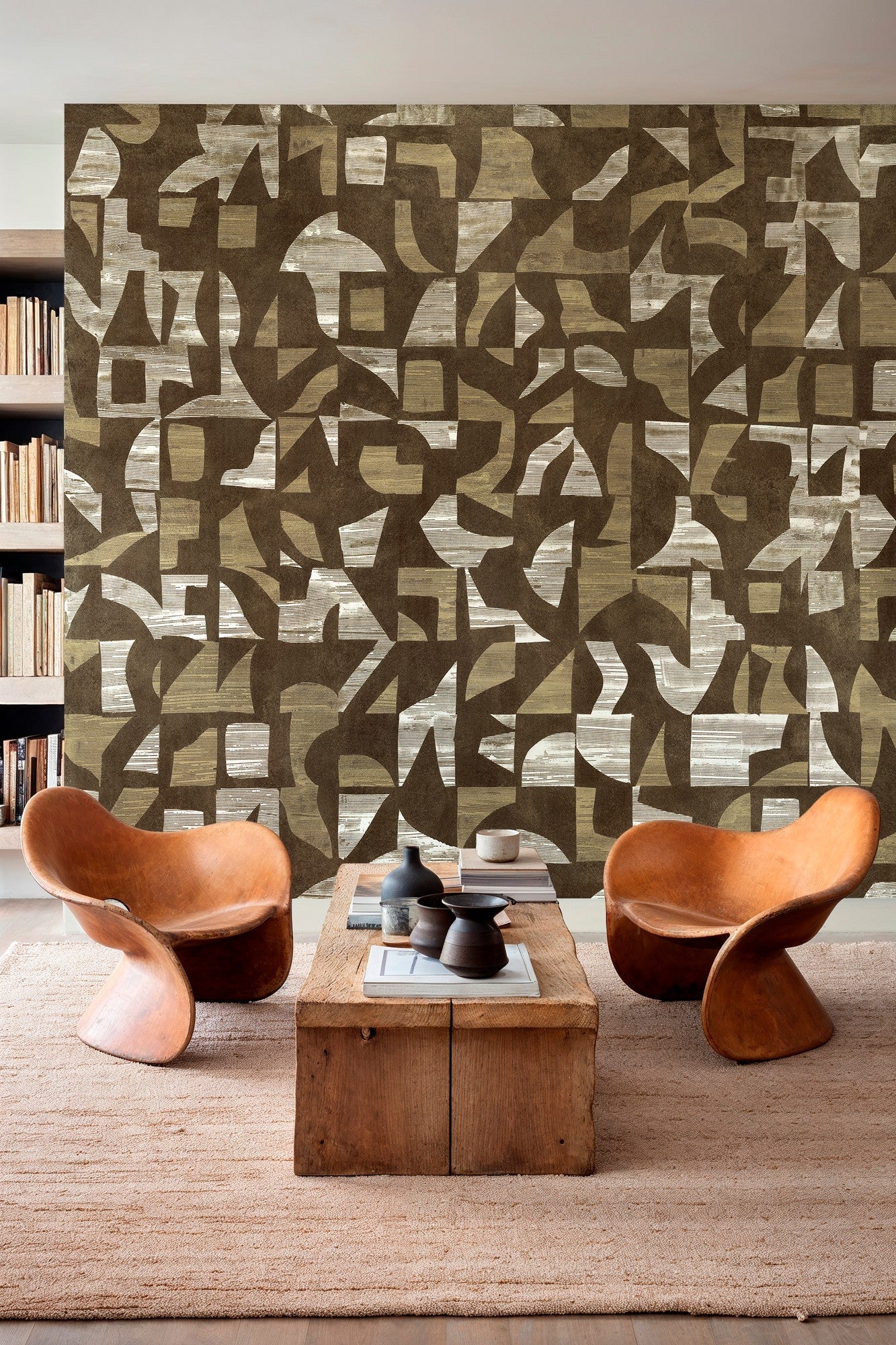 B00807 Woodblock Gold Random Metallics II Mural by Coordonné