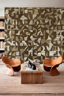 B00807 Woodblock Gold Random Metallics II Mural by Coordonné