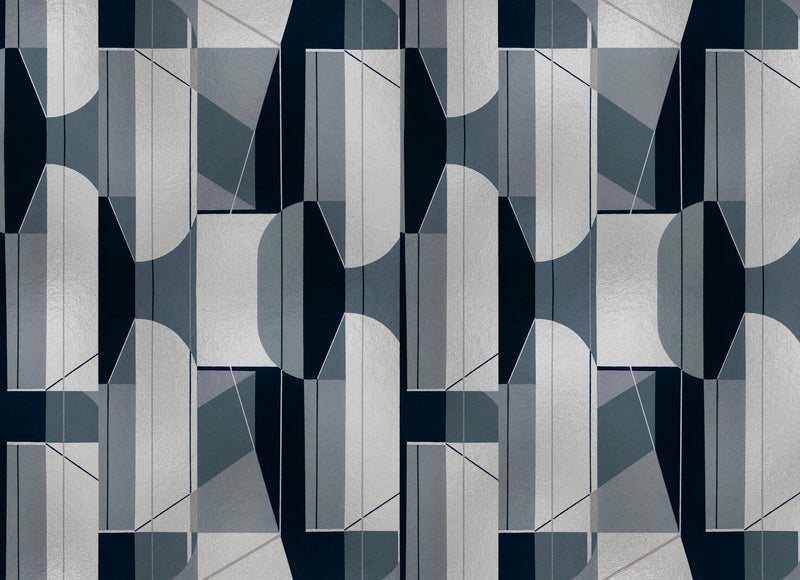 B00810 Pythagoras Extra Silver Random Metallics II Mural by Coordonné