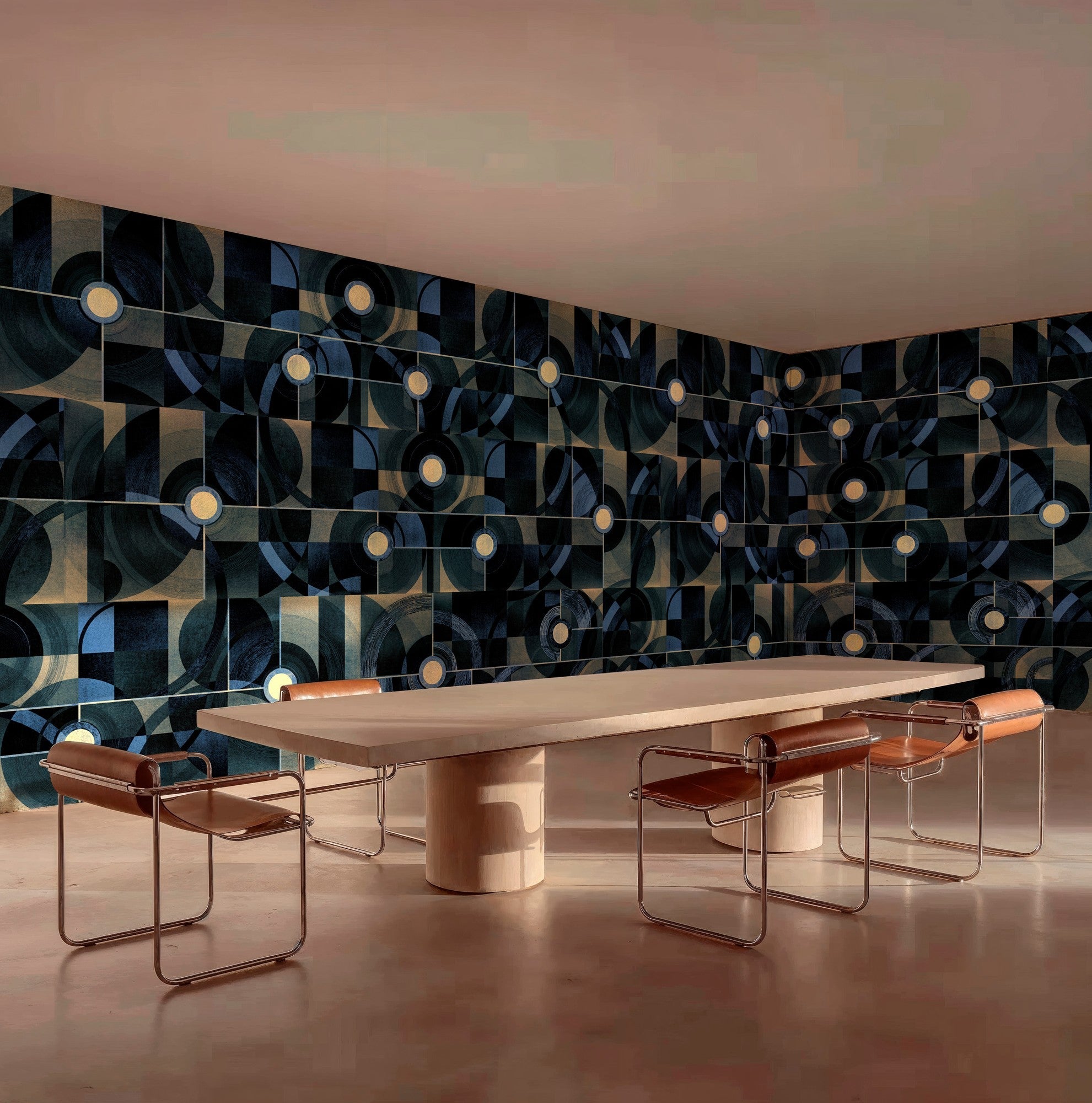 B00813 Diagrams Gold Random Metallics II Mural by Coordonné