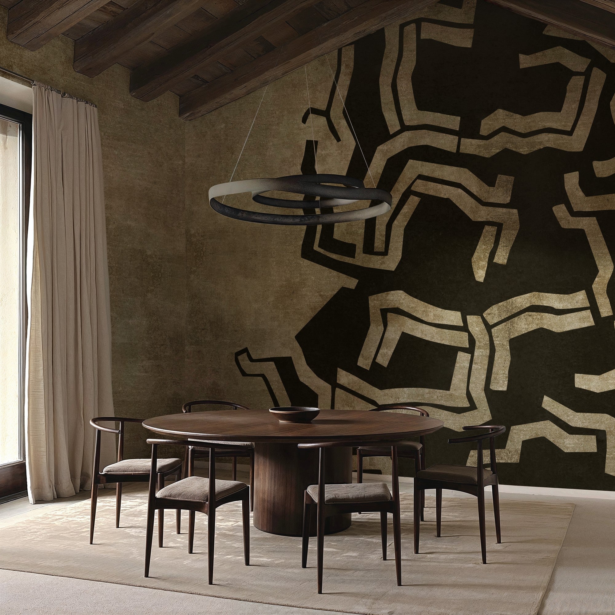 B00817 Leku Coal Random Metallics II Mural by Coordonné
