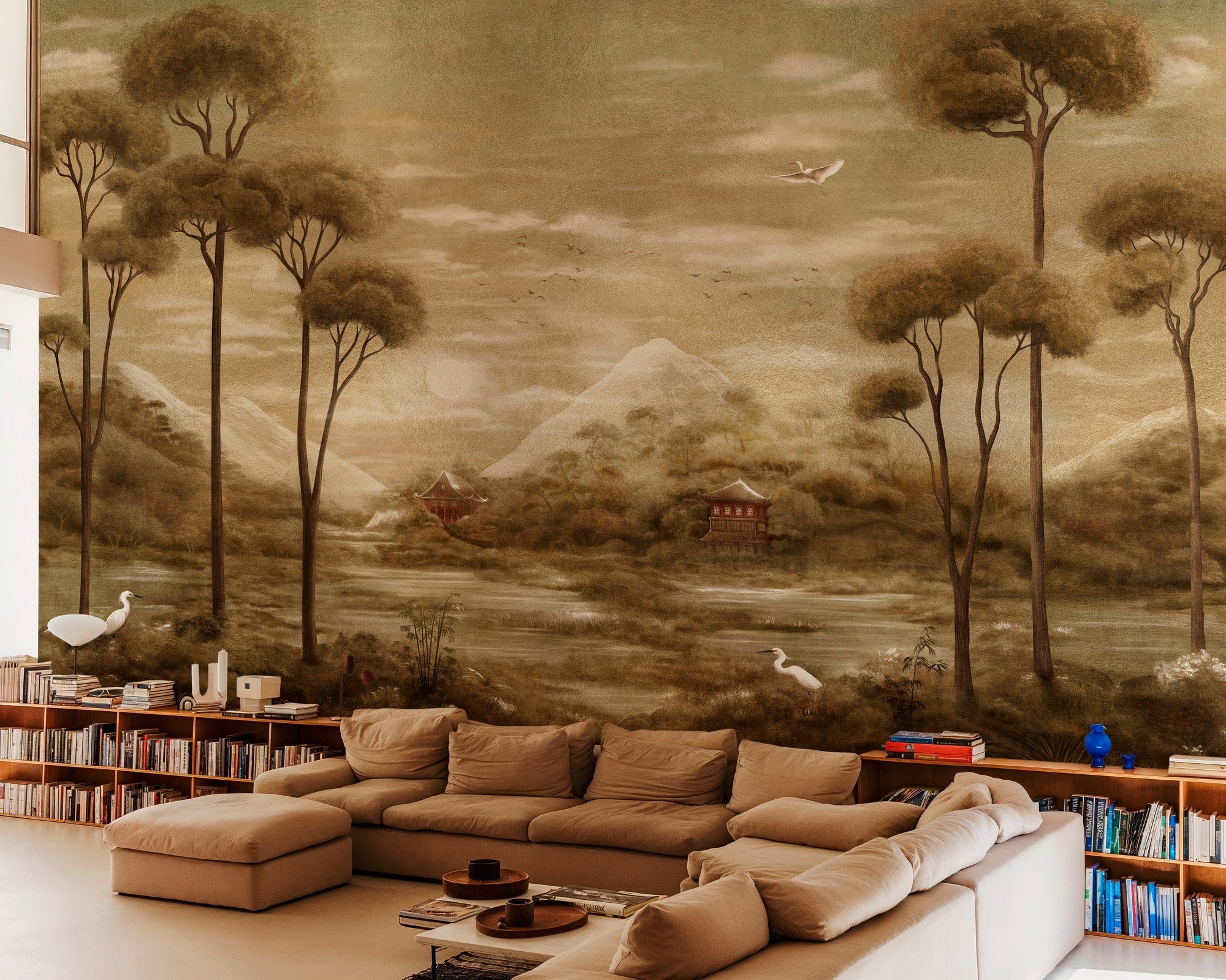 B00822 Xi Hu Lake Gold Random Metallics II Mural by Coordonné