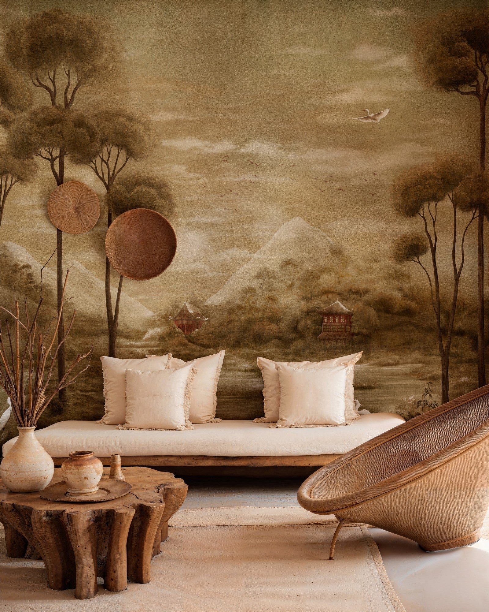 B00822 Xi Hu Lake Gold Random Metallics II Mural by Coordonné