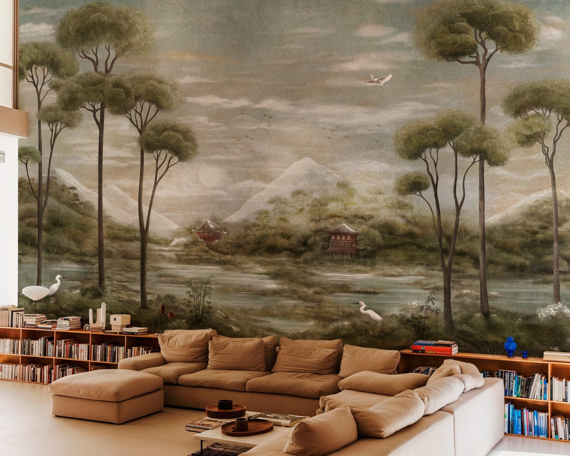 B00823 Xi Hu Lake Silver Random Metallics II Mural by Coordonné