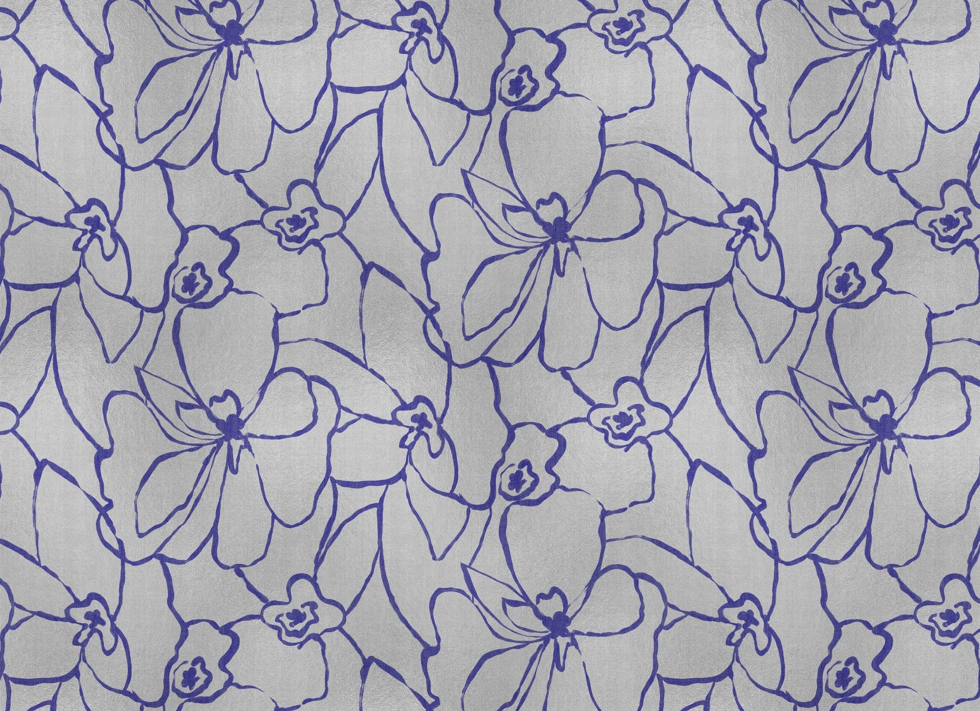 B00824 Blooming Silver Random Metallics II Mural by Coordonné