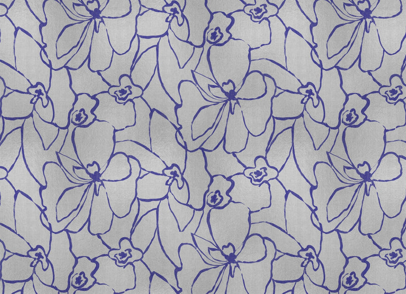 B00824 Blooming Silver Random Metallics II Mural by Coordonné