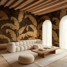 B00830 Leaves Shadow Gold Random Metallics II Mural by Coordonné