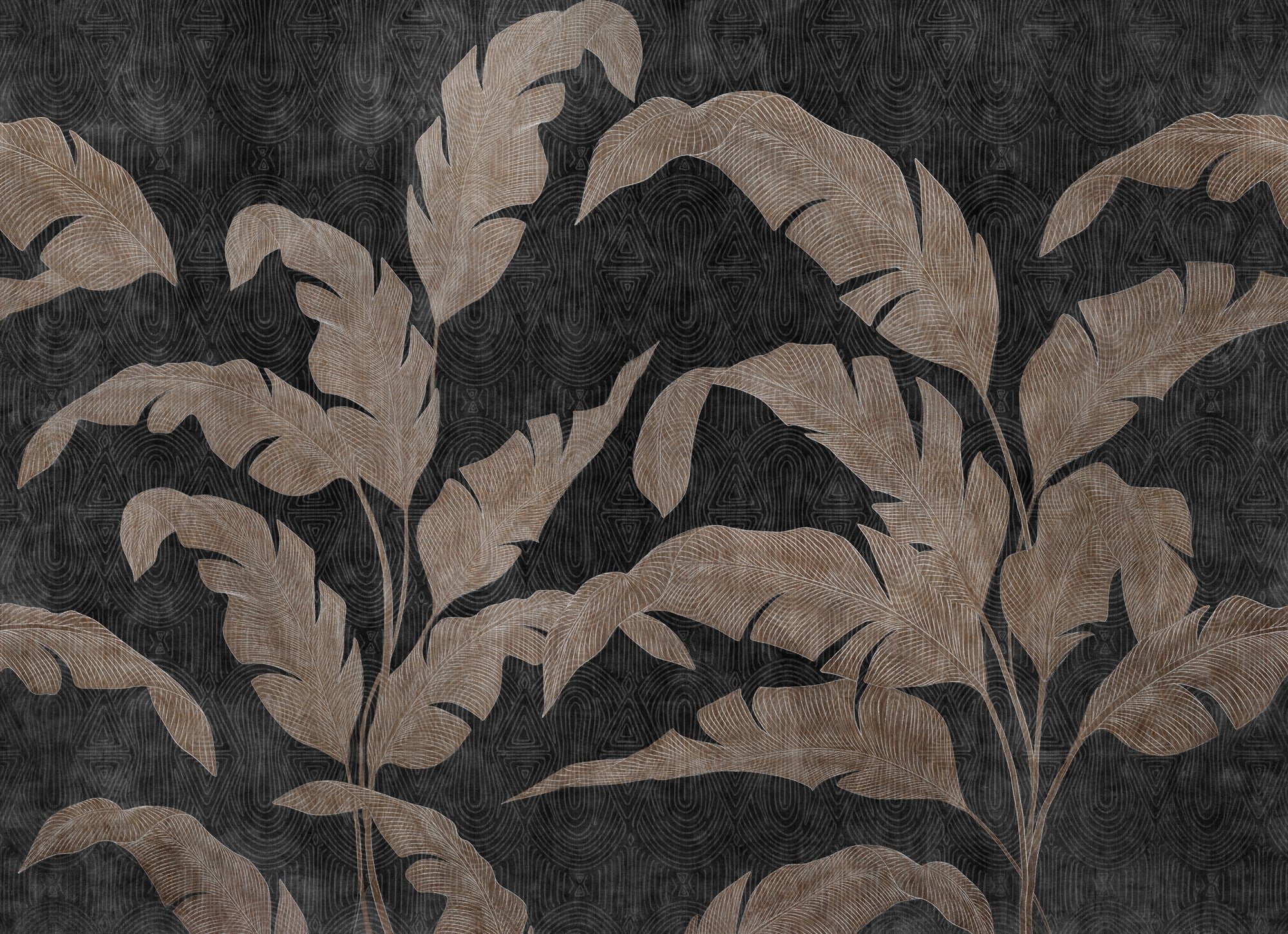 B00831 Leaves Shadow Silver Random Metallics II Mural by Coordonné