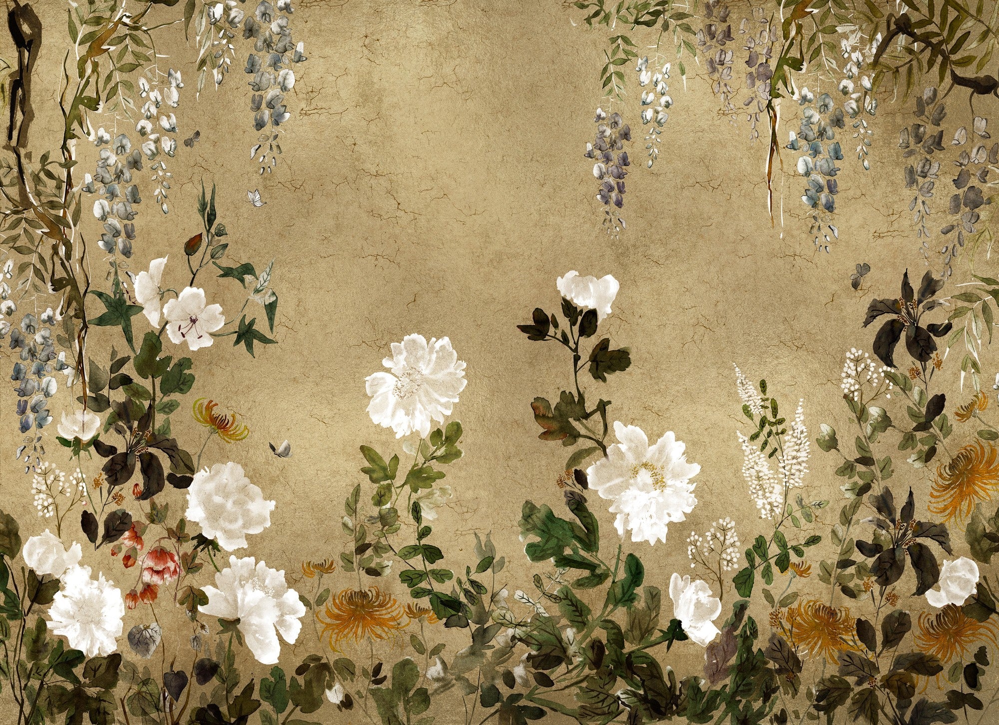 B00834 Spring Festival Gold Random Metallics II Mural by Coordonné