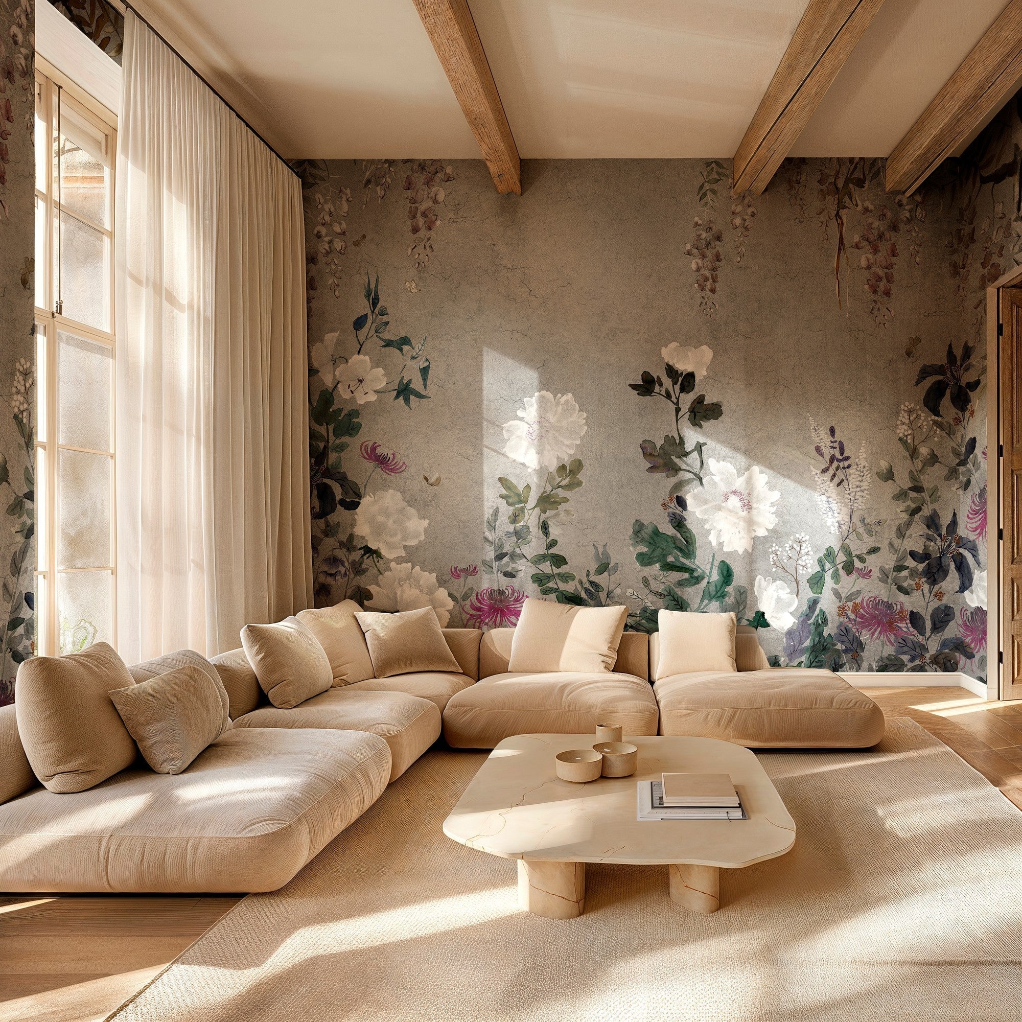 B00835 Spring Festival Silver Random Metallics II Mural by Coordonné