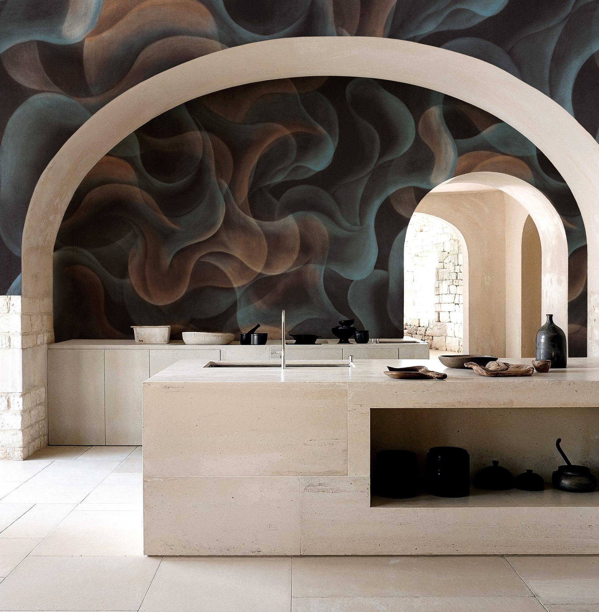 B00838 My Cave Silver Random Metallics II Mural by Coordonné