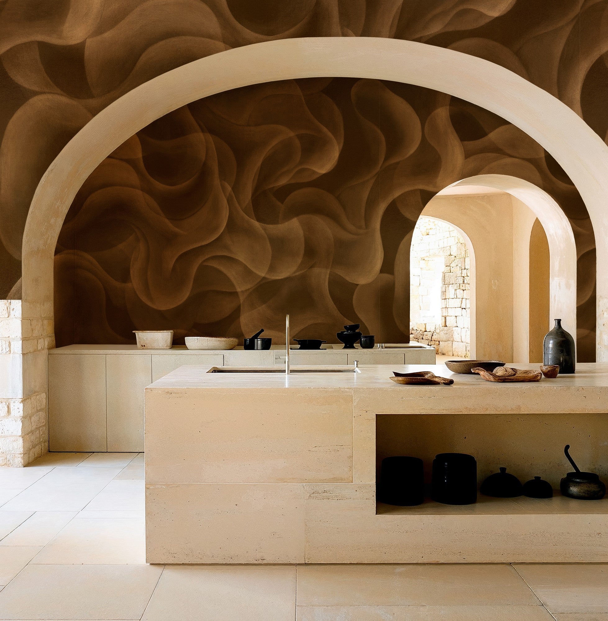 B00839 My Cave Gold Random Metallics II Mural by Coordonné