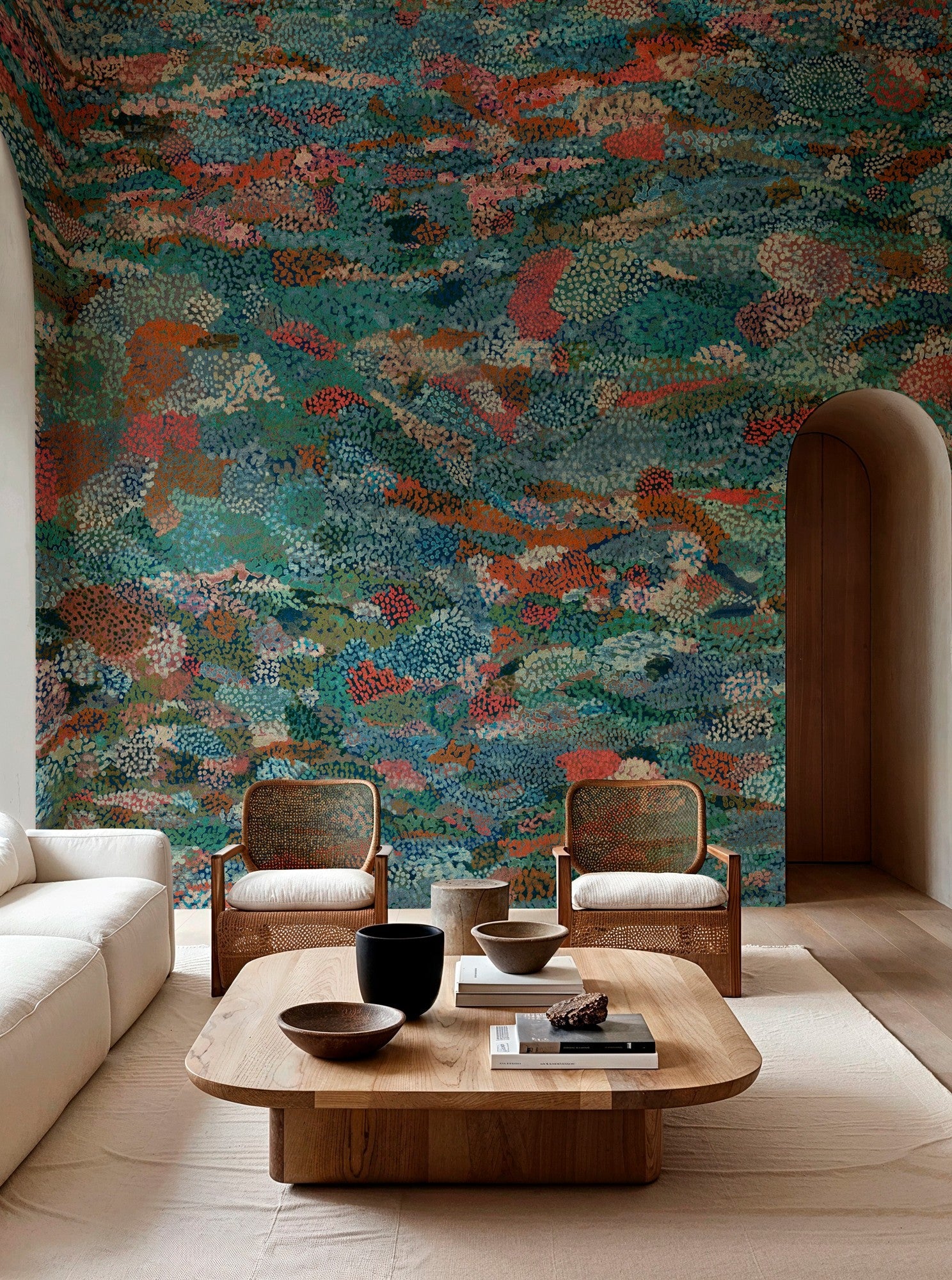 B00850 Petal-Strewn Silver Random Metallics II Mural by Coordonné