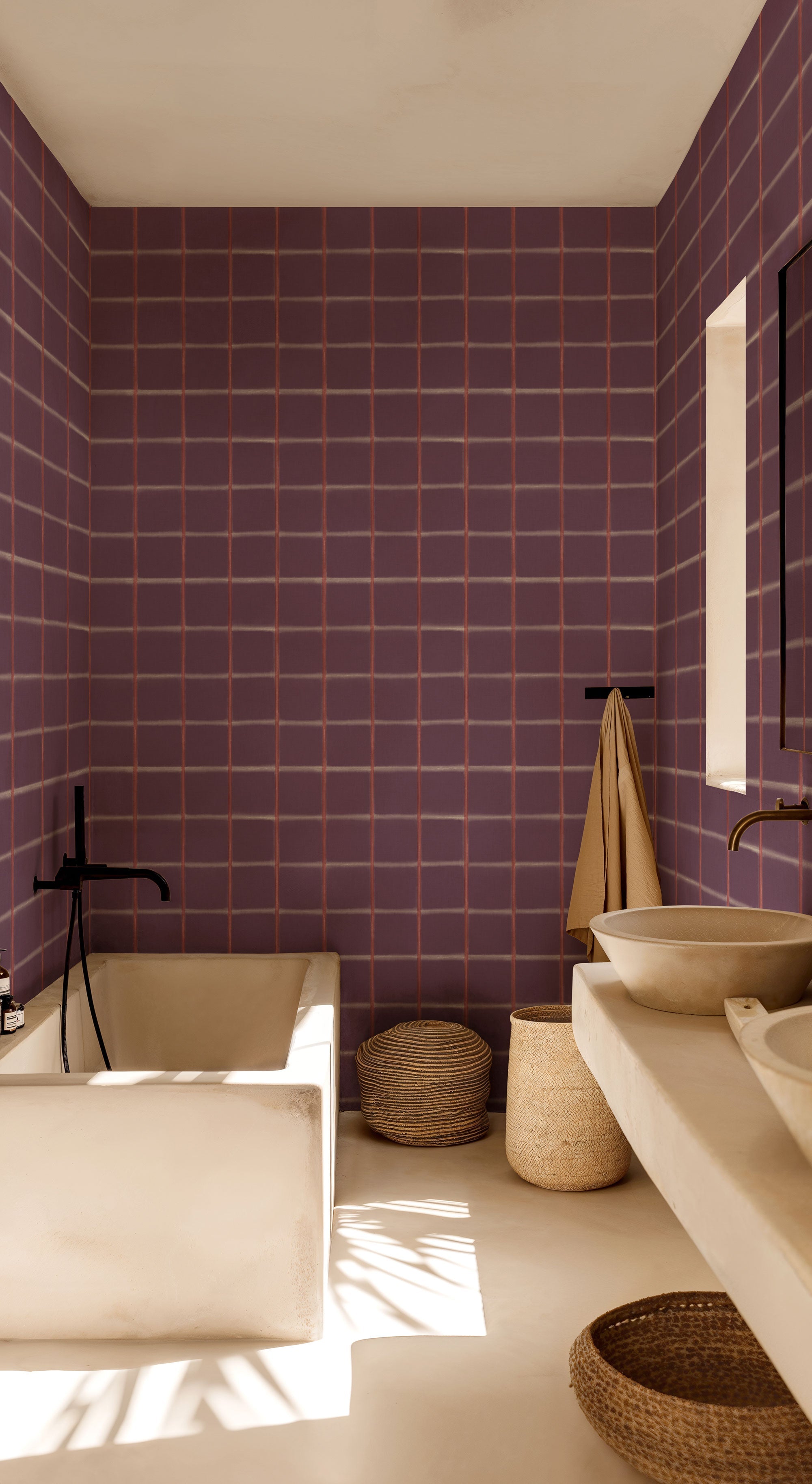 Itajime Prune Shibori Wallpaper by Coordonné