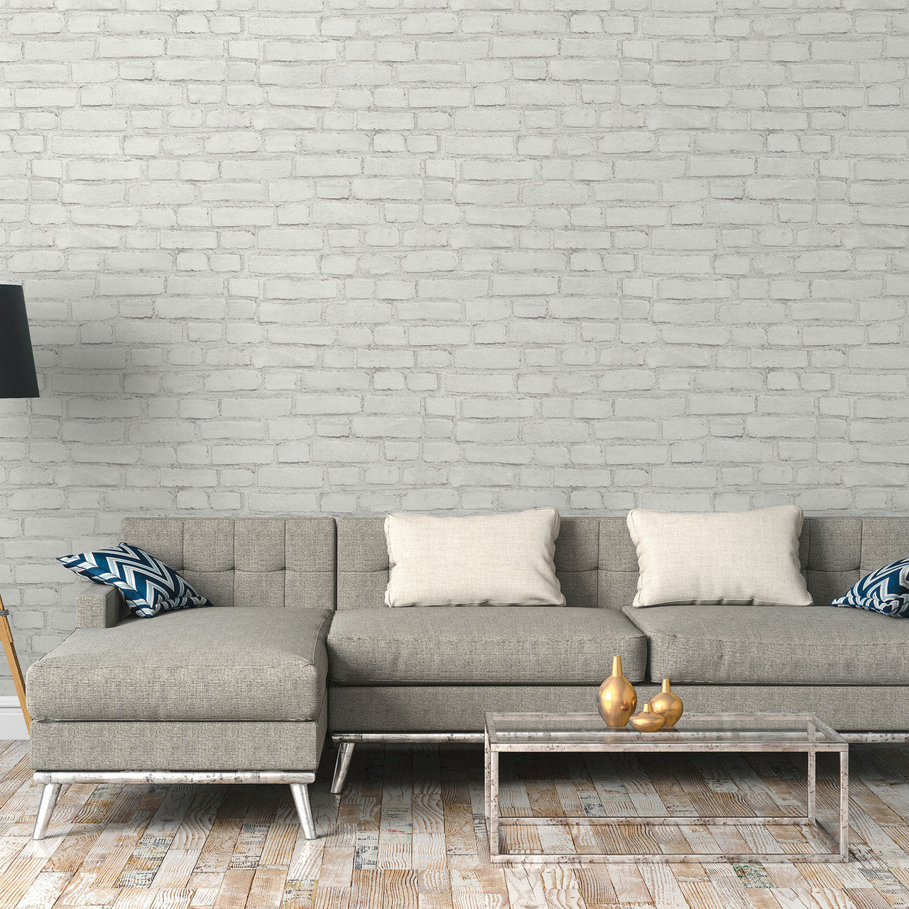 BB51101 Coastal Brick Effect Motif Bricks and More Grey and White Wallpaper By Galerie