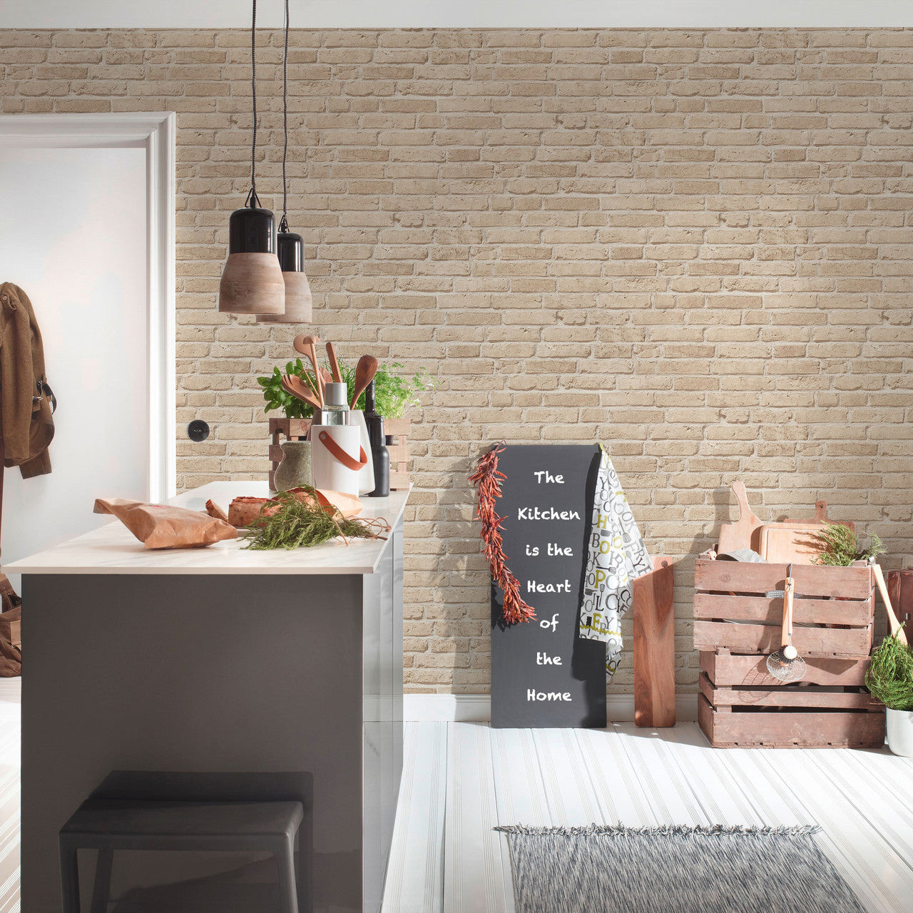 BB51106 Weathered Walls Motif Bricks and More Beige Wallpaper By Galerie