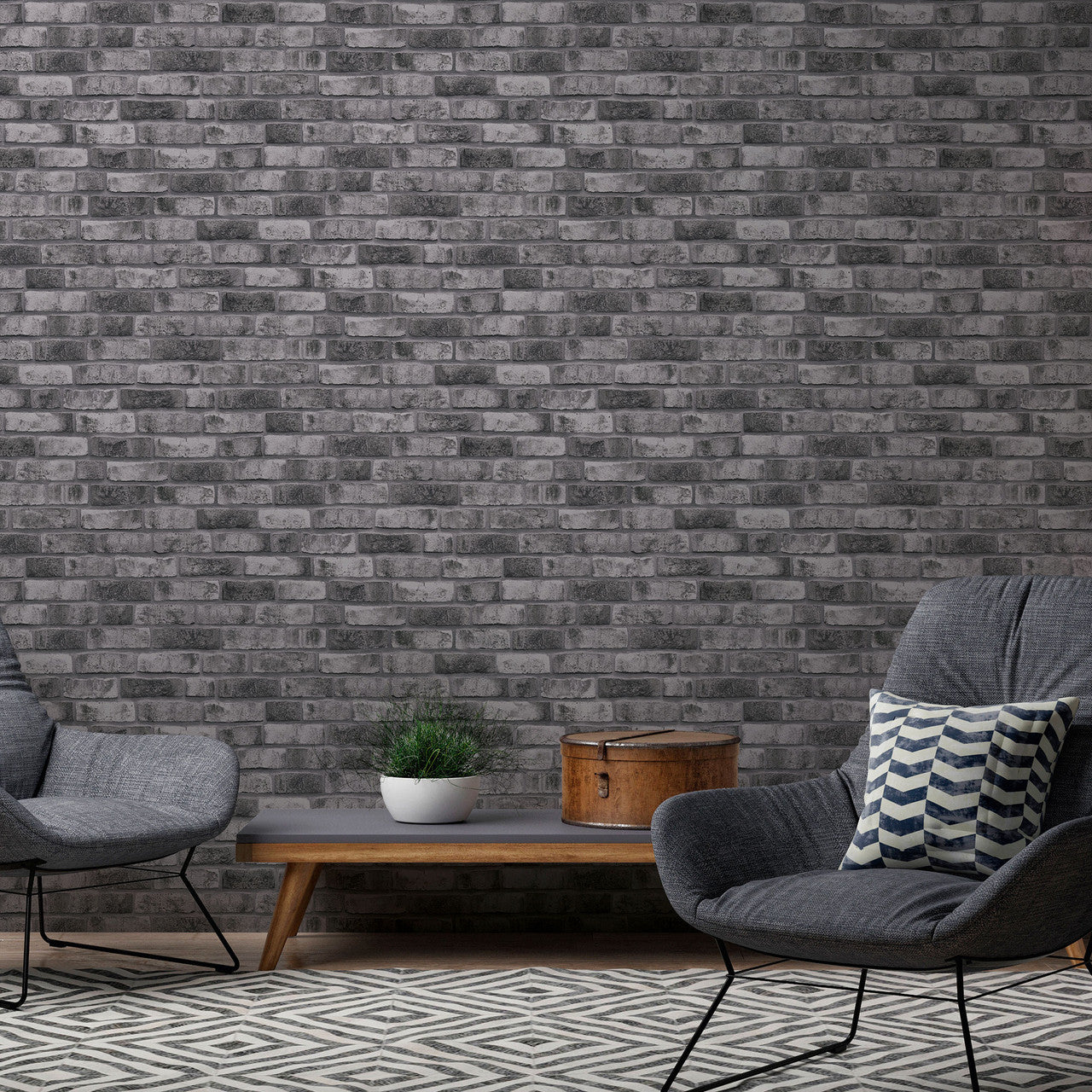 BB51111 Weathered Walls Motif Bricks and More Grey Wallpaper By Galerie