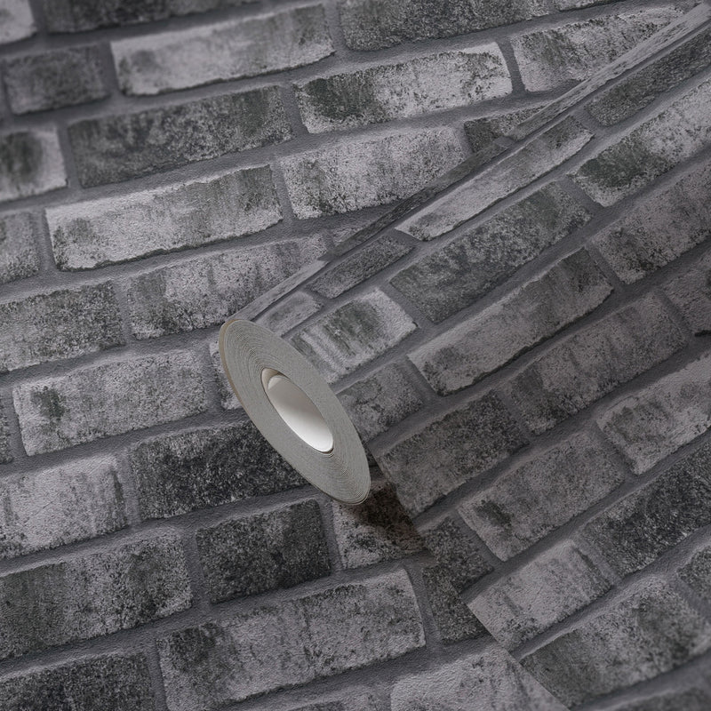BB51111 Weathered Walls Motif Bricks and More Grey Wallpaper By Galerie