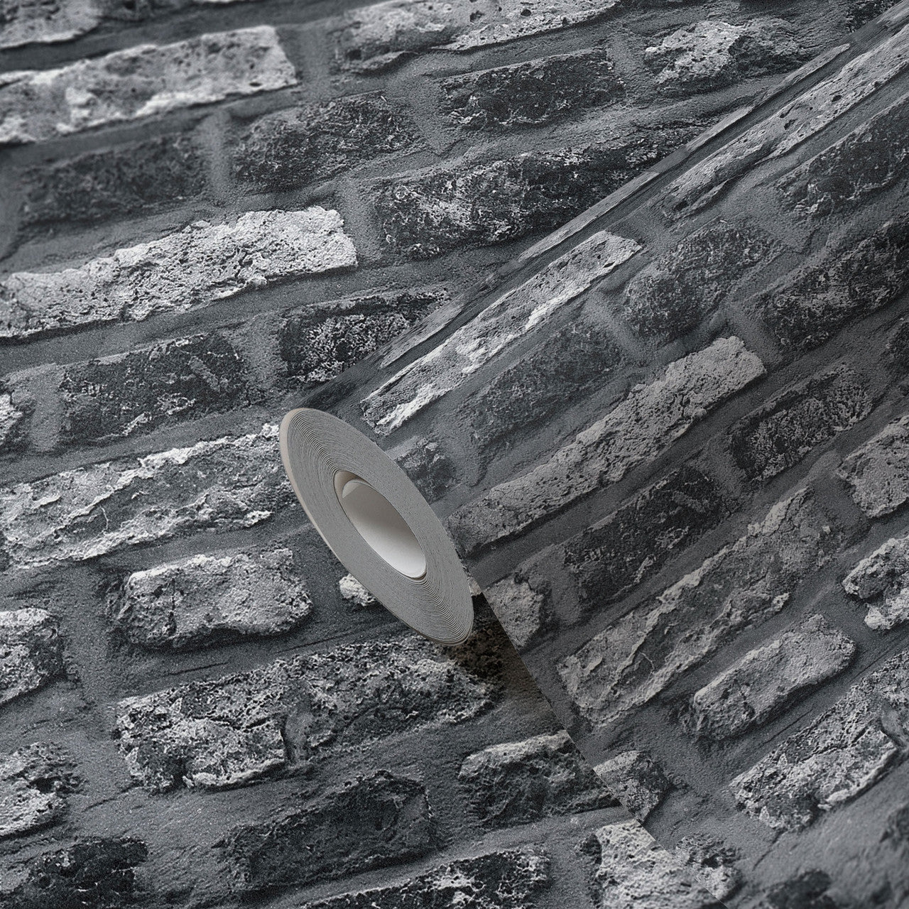 BB51112 Brickshire Residents Motif Bricks and More Grey and Black Wallpaper By Galerie