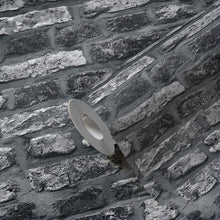 BB51112 Brickshire Residents Motif Bricks and More Grey and Black Wallpaper By Galerie