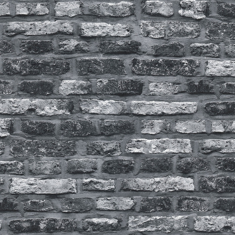 BB51112 Brickshire Residents Motif Bricks and More Grey and Black Wallpaper By Galerie