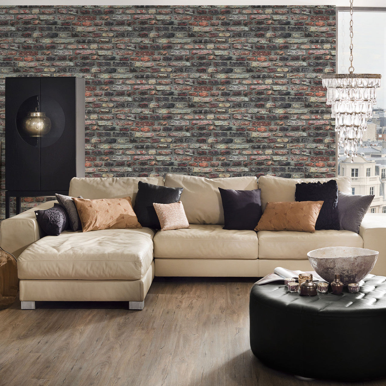 BB51113 Brickshire Residents Motif Bricks and More Beige, Brown and Grey Wallpaper By Galerie
