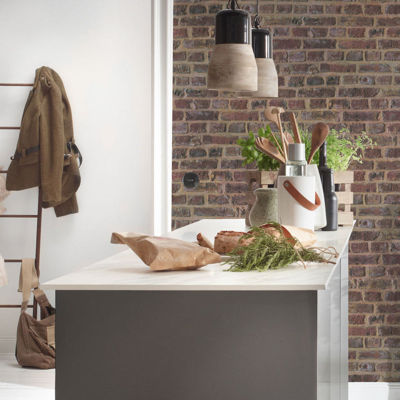 BB51114 Brickshire Residents Motif Bricks and More Beige, Brown and Red Wallpaper By Galerie