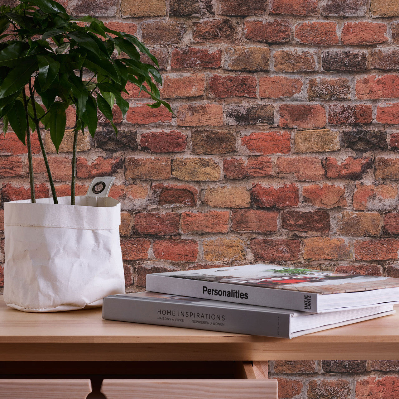 BB51115 Brickshire Residents Motif Bricks and More Brown, Orange and Red Wallpaper By Galerie