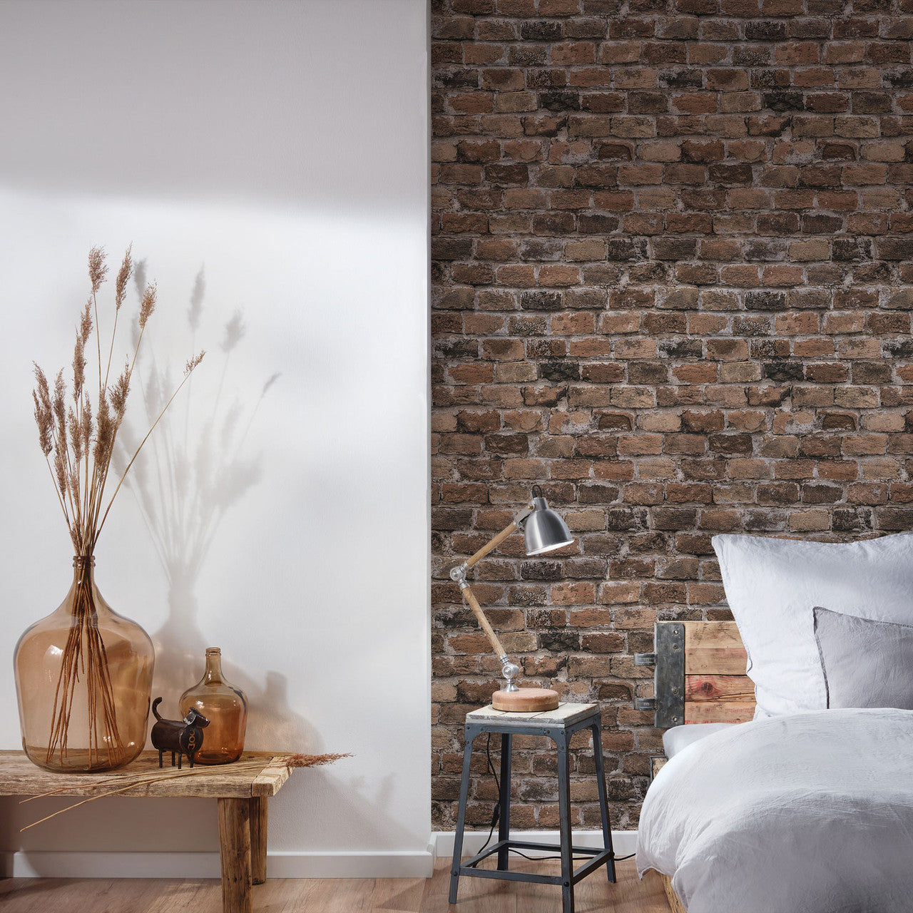 BB51116 Brickshire Residents Motif Bricks and More Brown and Grey Wallpaper By Galerie