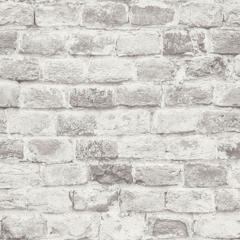 BB51118 Brickshire Residents Motif Bricks and More Grey and White Wallpaper By Galerie