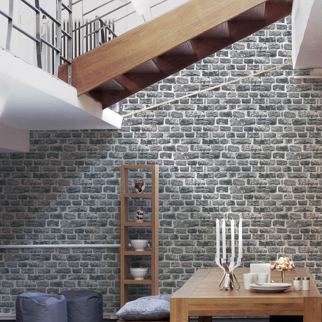 BB51123 Stone Symphony Motif Bricks and More Multi-Colour, Grey and Black Wallpaper By Galerie