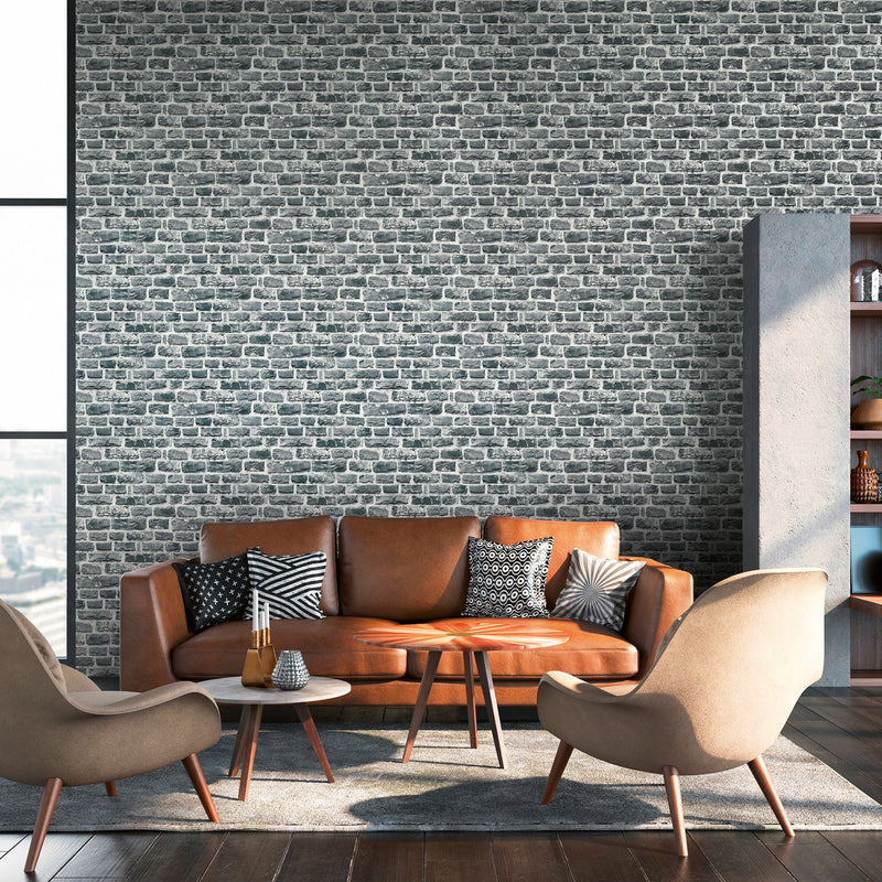 BB51123 Stone Symphony Motif Bricks and More Multi-Colour, Grey and Black Wallpaper By Galerie