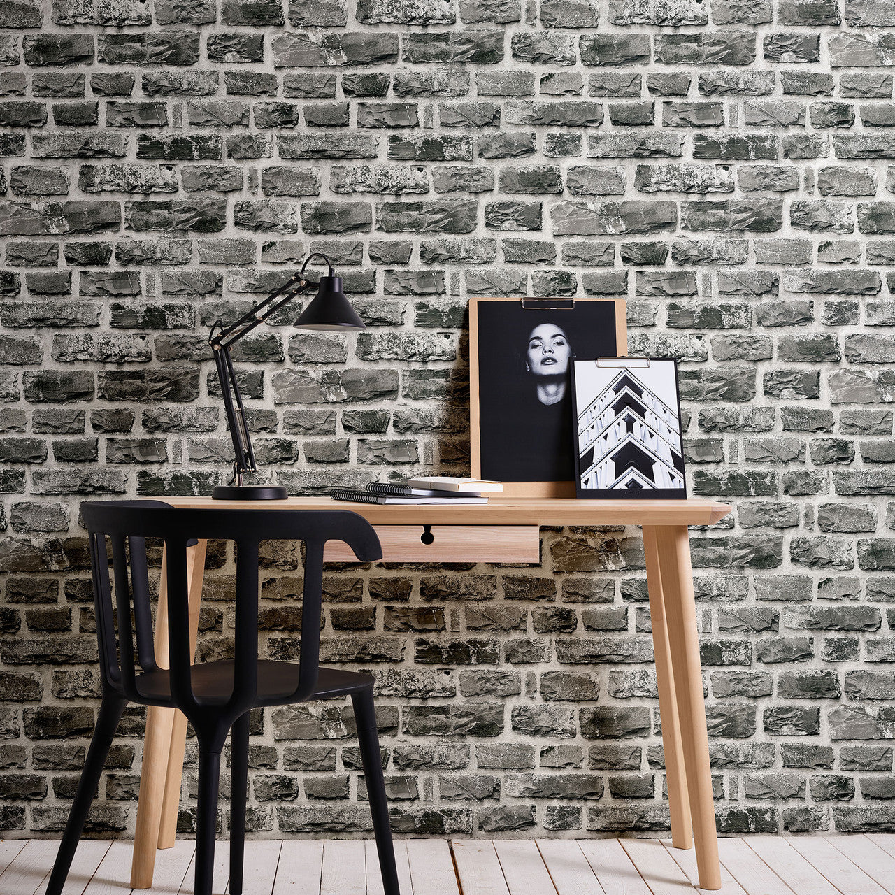 BB51123 Stone Symphony Motif Bricks and More Multi-Colour, Grey and Black Wallpaper By Galerie