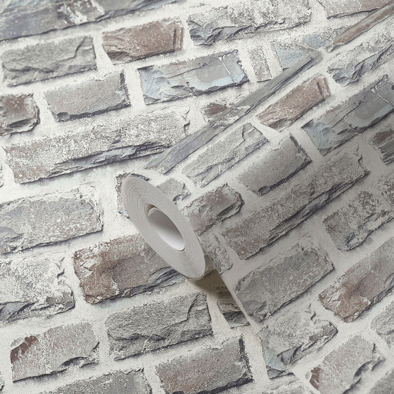 BB51124 Stone Symphony Motif Bricks and More Multi-Colour and Grey Wallpaper By Galerie