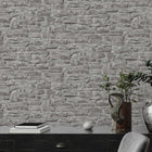 BB51125 Stone Symphony Motif Bricks and More Grey Wallpaper By Galerie