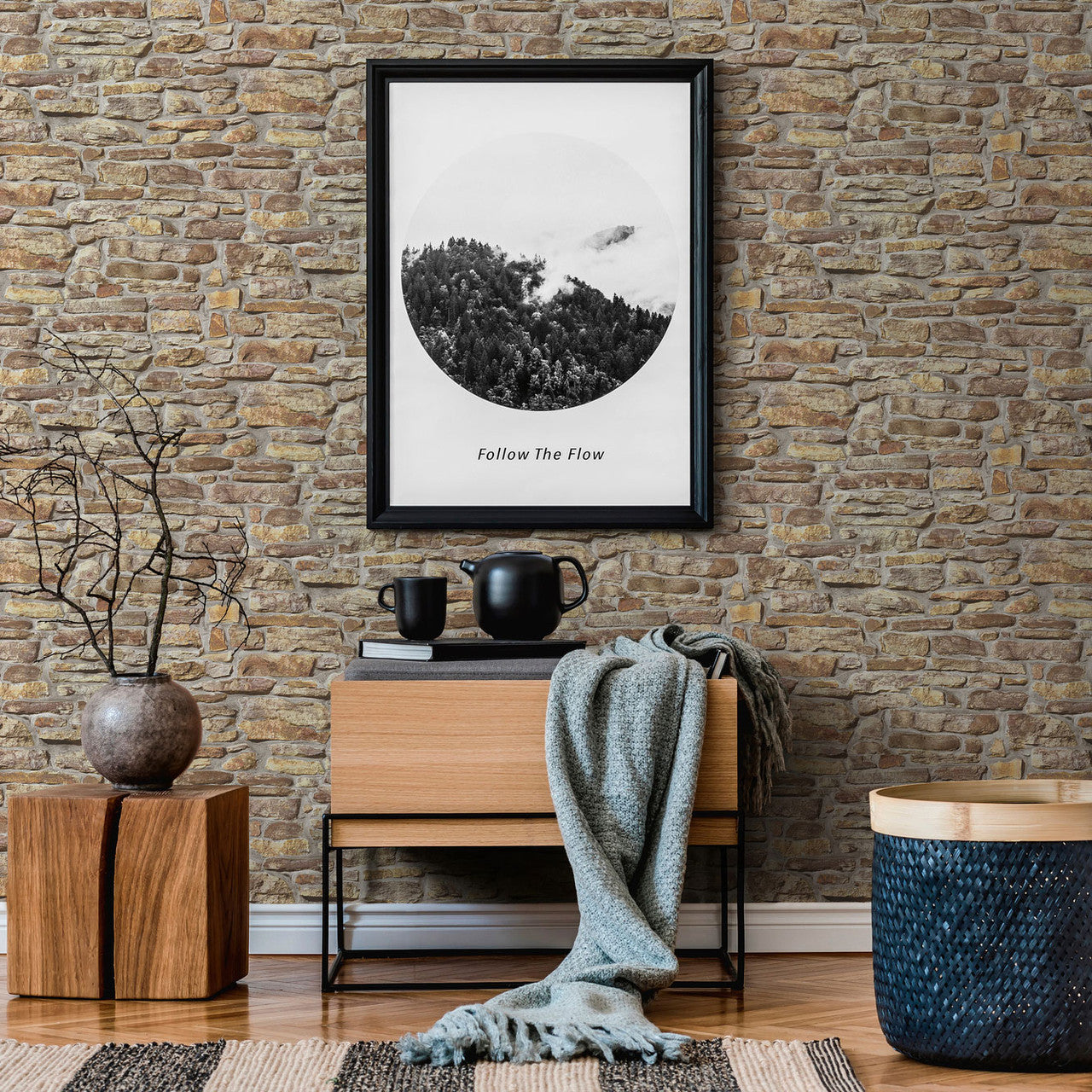 BB51127 Stone Symphony Motif Bricks and More Beige and Brown Wallpaper By Galerie