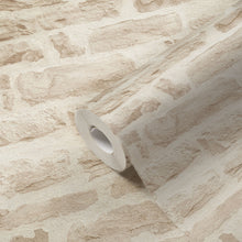 BB51129 Rocky Retreat Motif Bricks and More Beige and Cream Wallpaper By Galerie