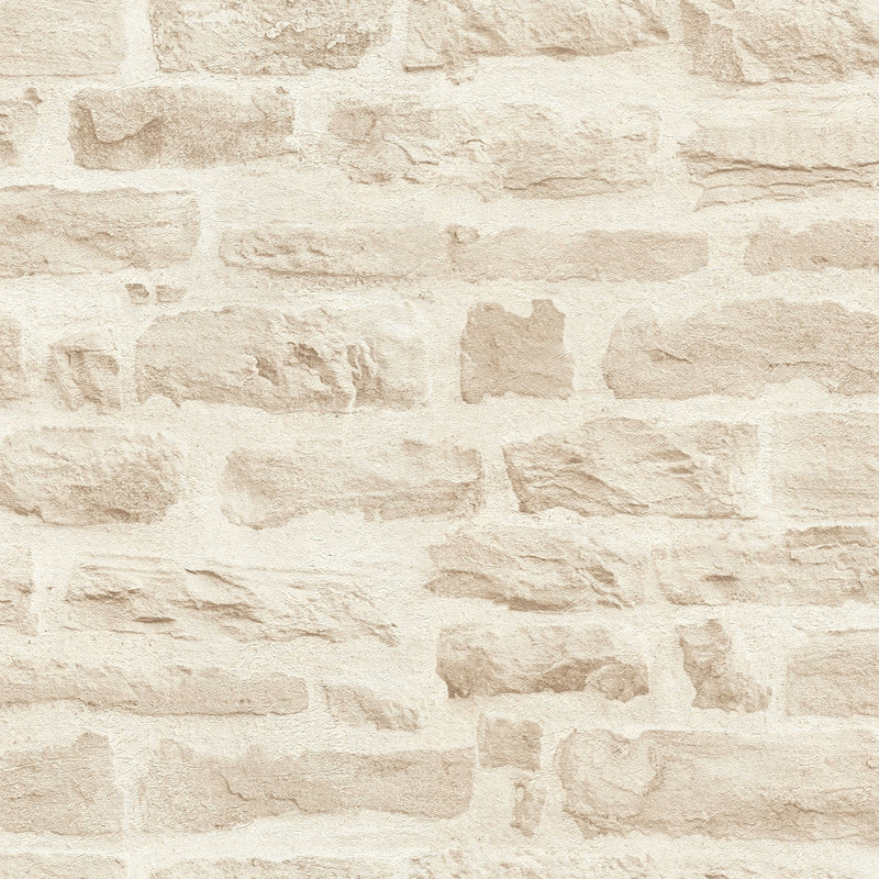 BB51129 Rocky Retreat Motif Bricks and More Beige and Cream Wallpaper By Galerie